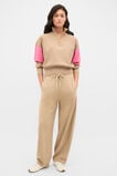 MD Contrast Zip Through Knit  Sandstone  hi-res