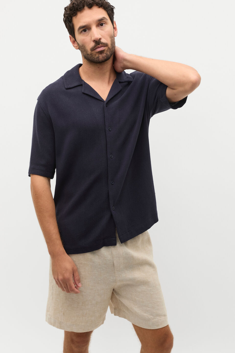 SS Textured Shirt  Midnight Blue