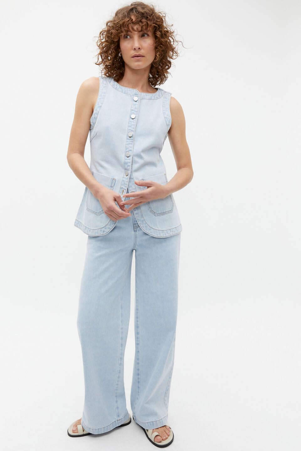 High Waist Elasticated Wide Leg Jean  Glacier Denim
