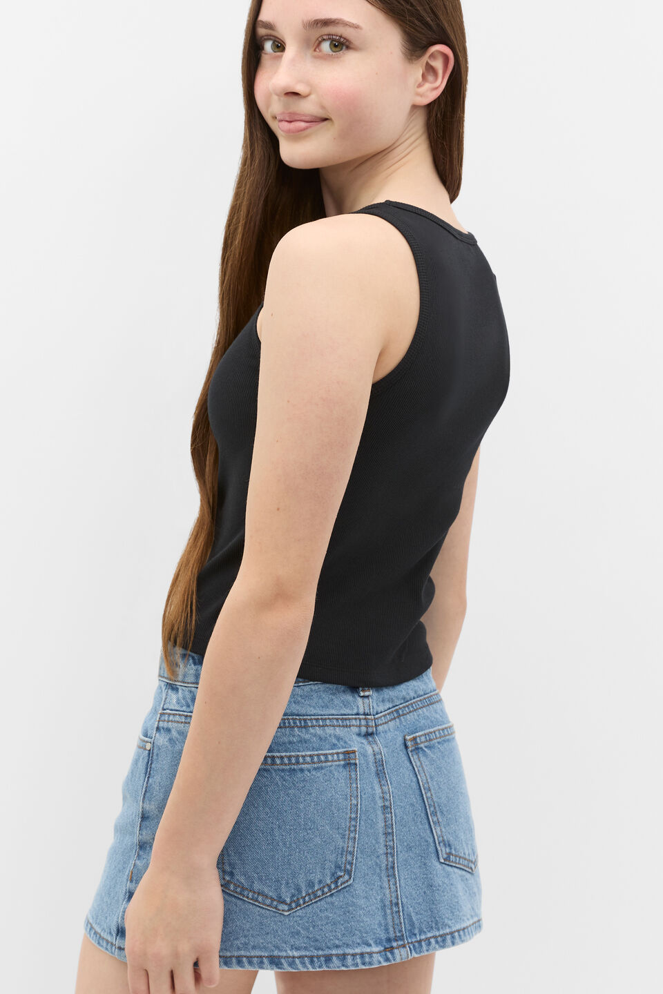 Square Neck Logo Tank  Black