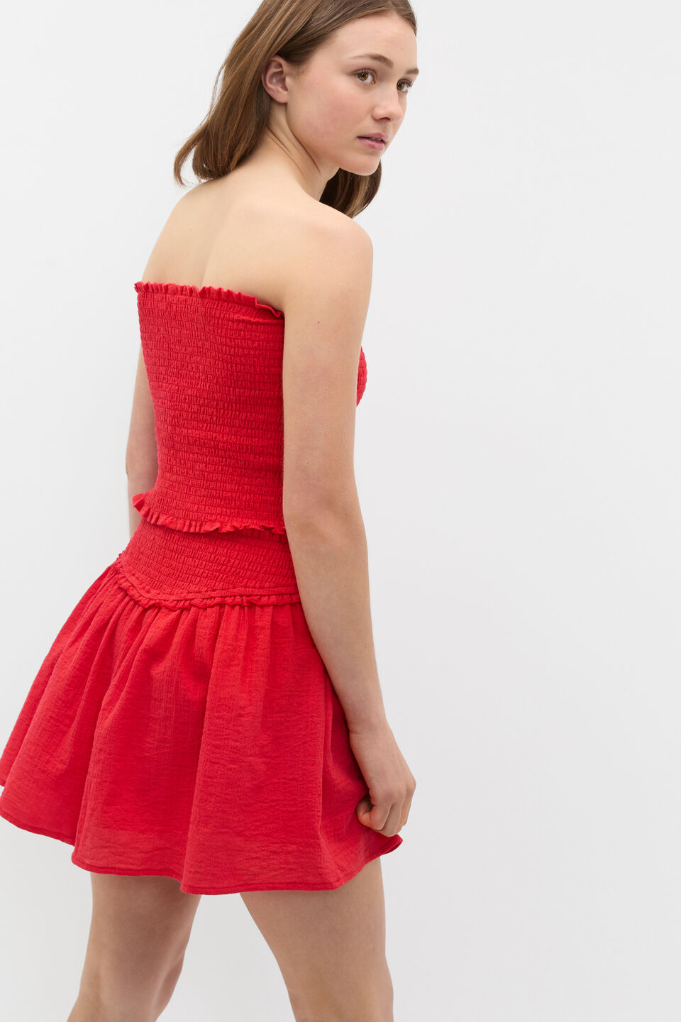 Shirred Top  Strawberry Red