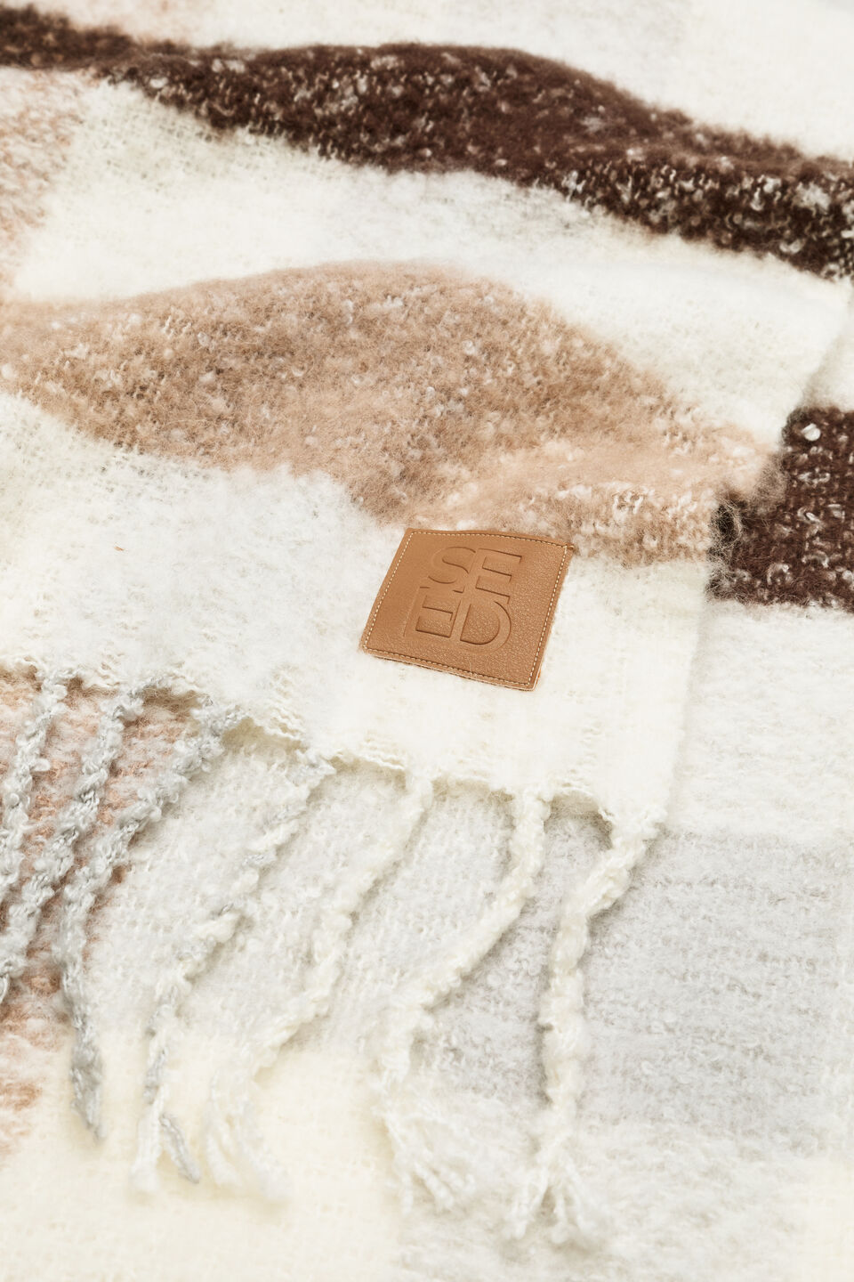 Check Textured Scarf  Cookie Multi
