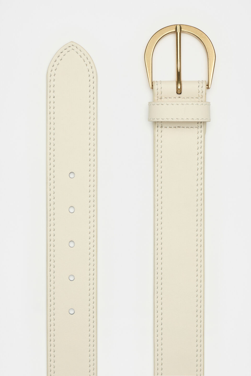 Jessie Topstitch Waist Belt  Cream