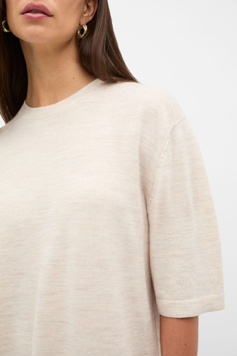 Australian Merino Oversized Tee  Mist Marle
