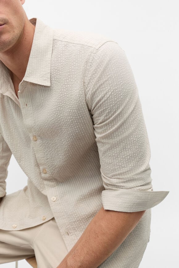Seersucker Stripe Shirt  Cool Stone  hi-res