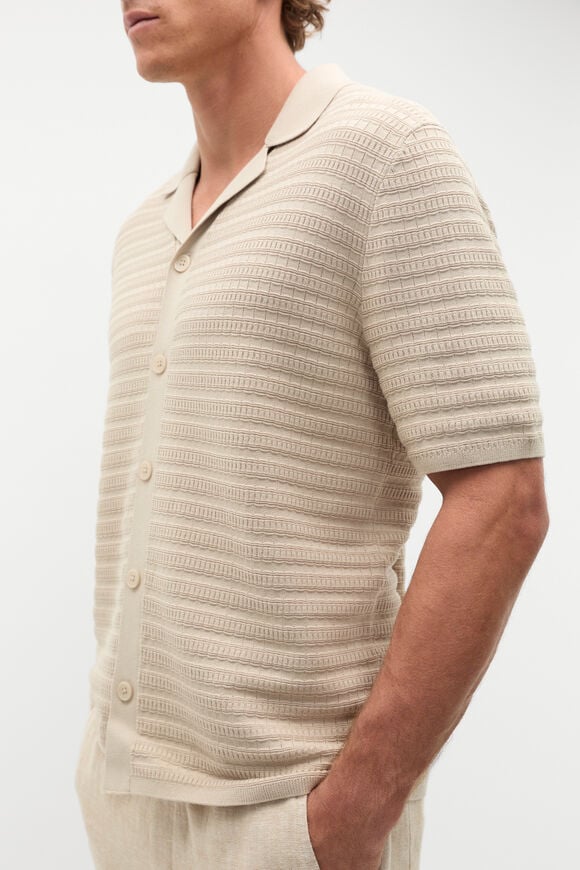 Patterned Knit Shirt  Almond  hi-res
