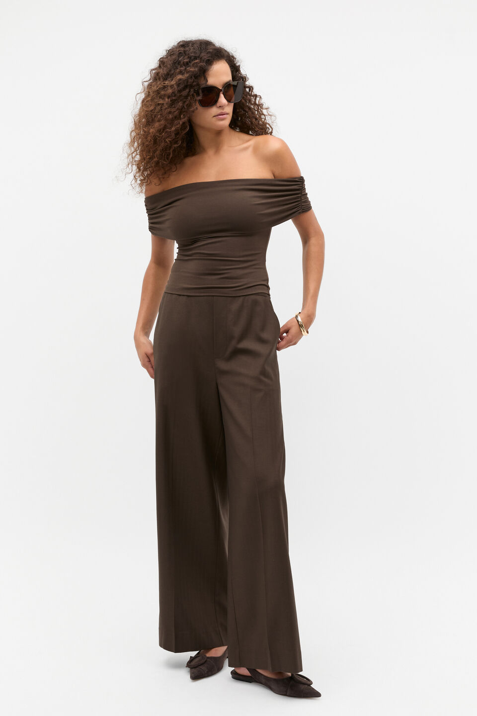 Off Shoulder Top  Dark Espresso