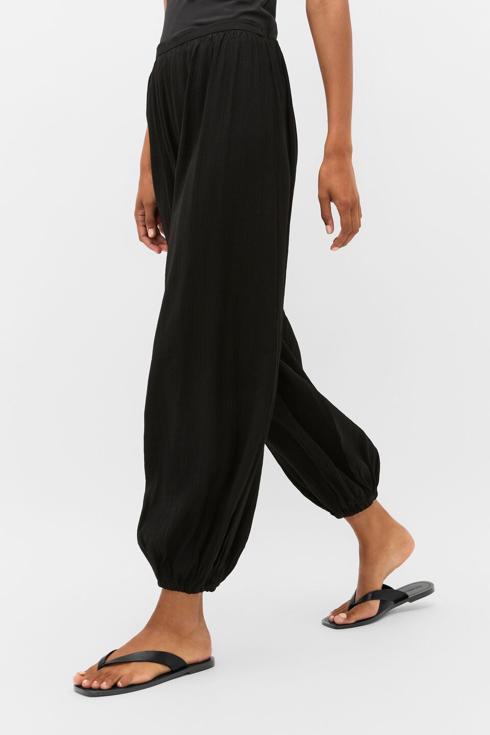 Plisse Gathered Pant  Black