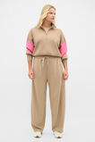 MD Contrast Zip Through Knit  Sandstone  hi-res