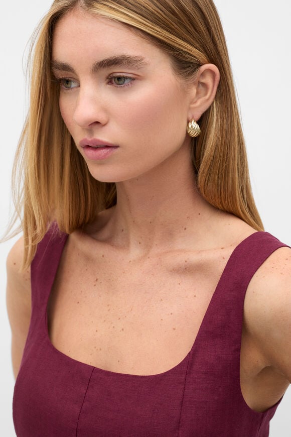 Fluted Hoop Earring  Gold  hi-res