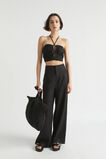 Linen Gathered Bodice  Black  hi-res