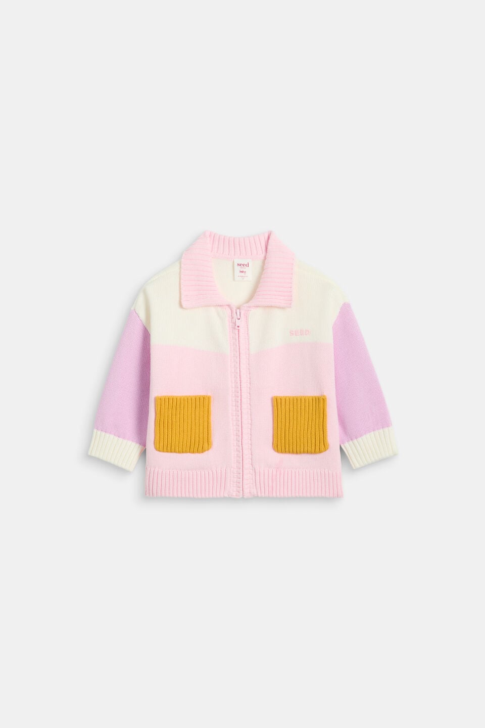 Colour Block Cardigan  Pink Lemonade
