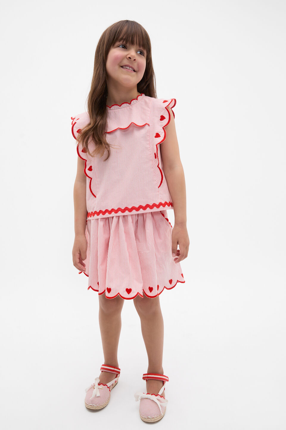 Scallop Stripe Skirt  Strawberry Red