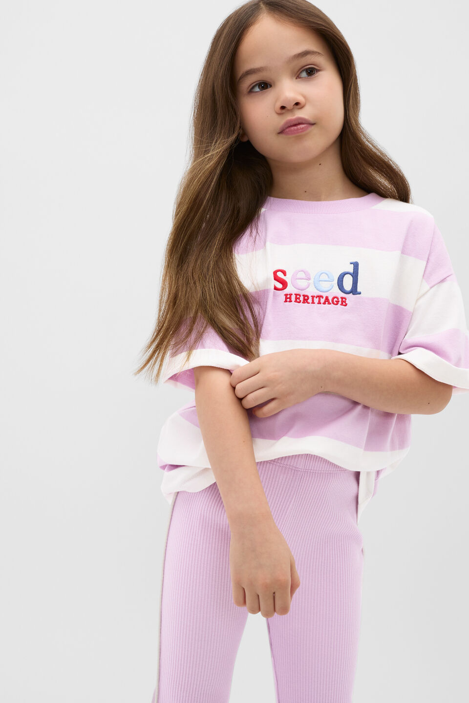 Stripe Logo Tee  Orchid