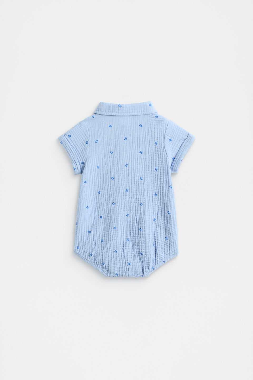 Logo Collar Romper  Baby Blue