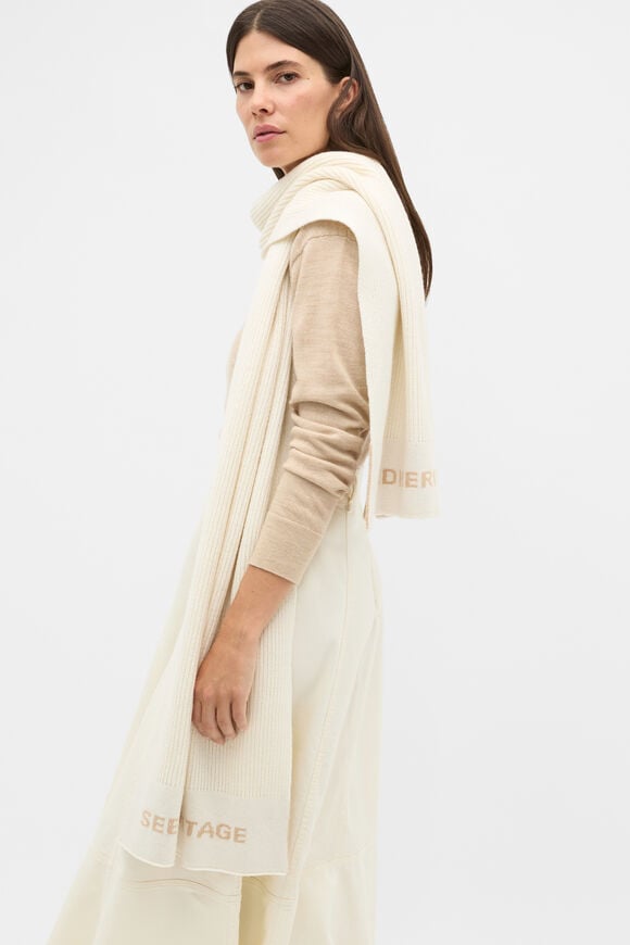 Rib Knit Logo Scarf  Coconut Cream  hi-res