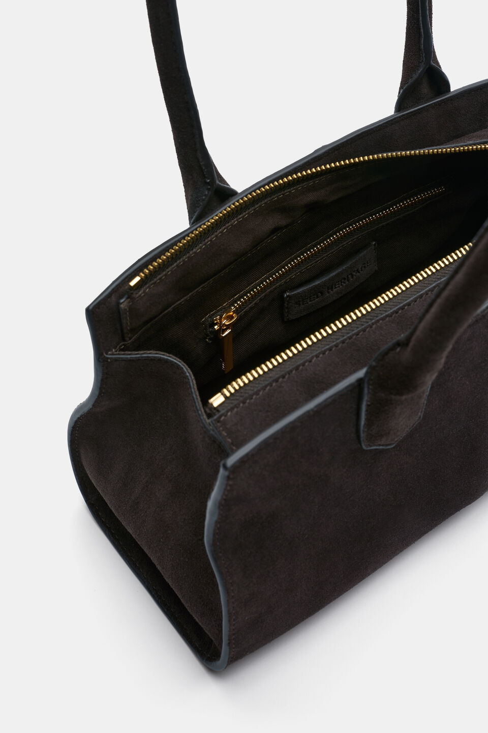 Suede East West Tote  Chocolate