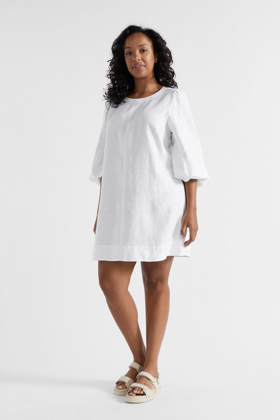 Core Linen Mini Dress  Whisper White