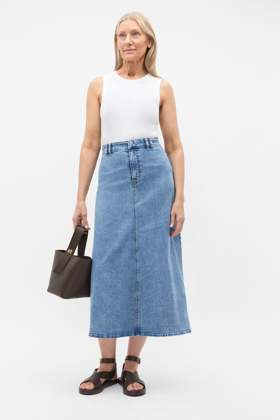 Denim Circle Skirt  Mist Blue Wash