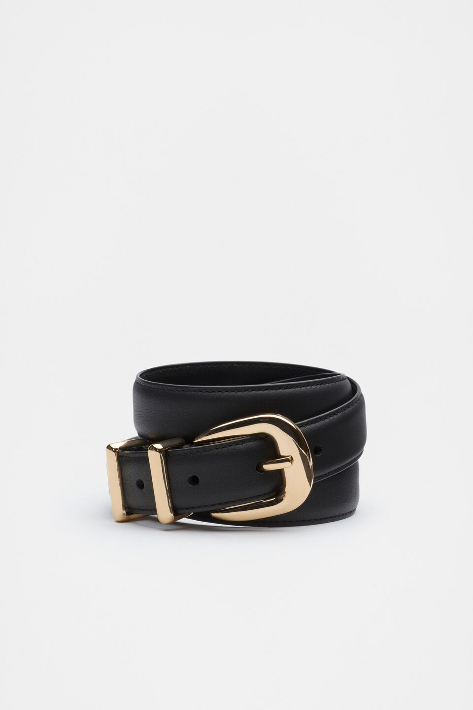 Hallie Metal Keeper Belt  Black Gold