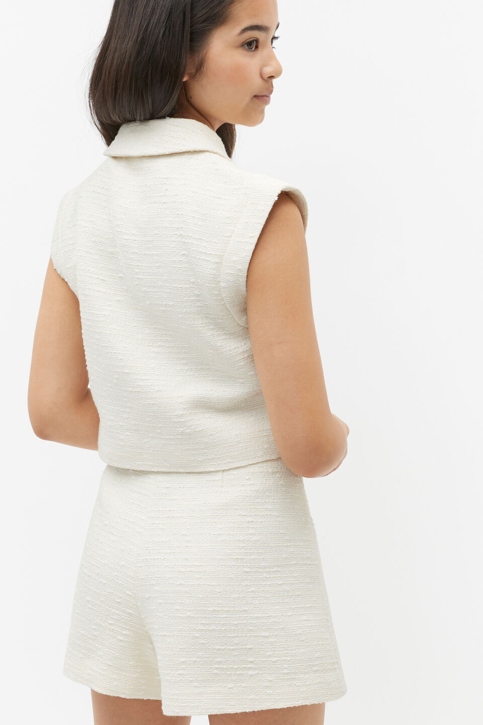 Boucle Button Top  Marshmallow