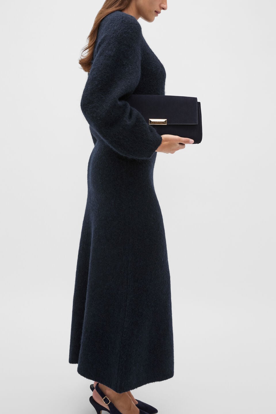 Suede Clutch  Twilight Blue