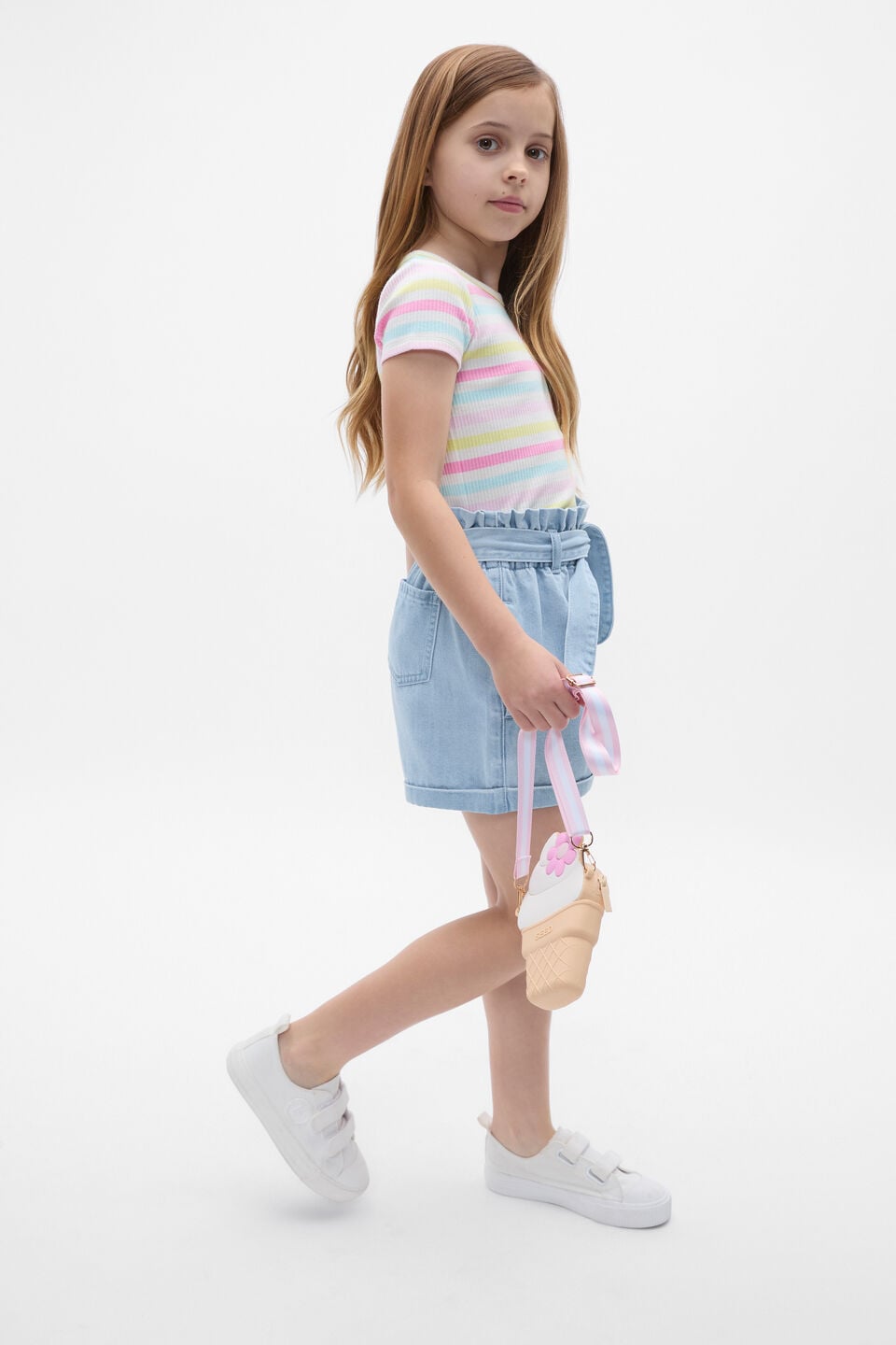 Paperbag Short  Light Wash