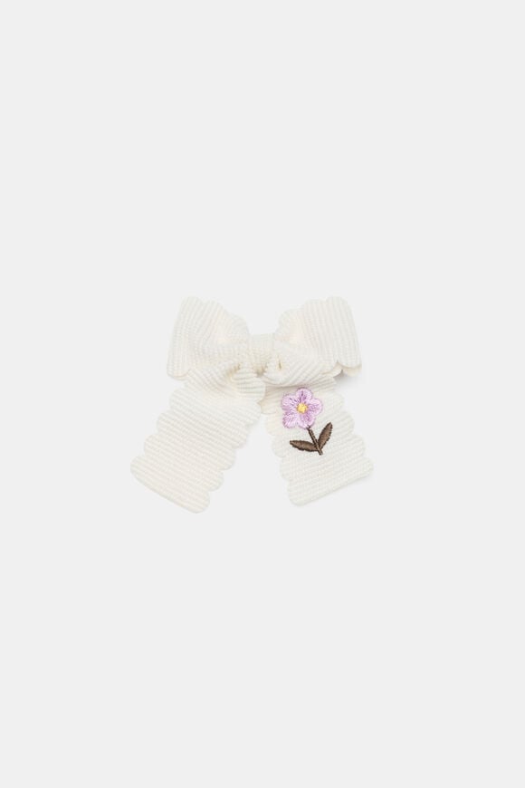 Cord Flower Bow Duck Clip  Classic Cream  hi-res