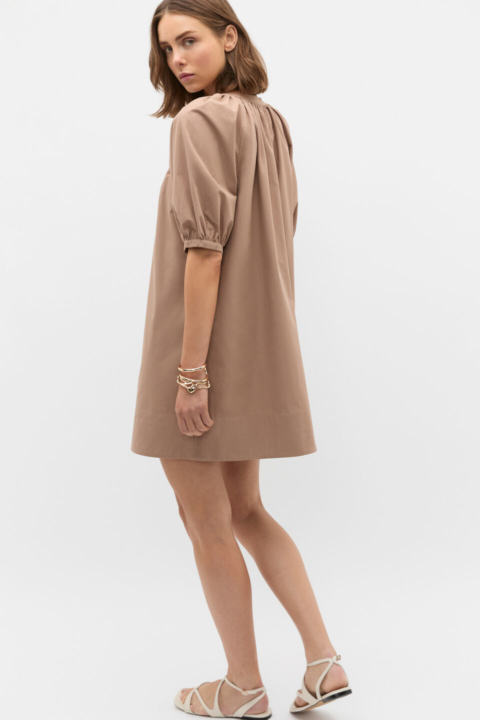 Poplin Full Mini Dress  Nutmeg