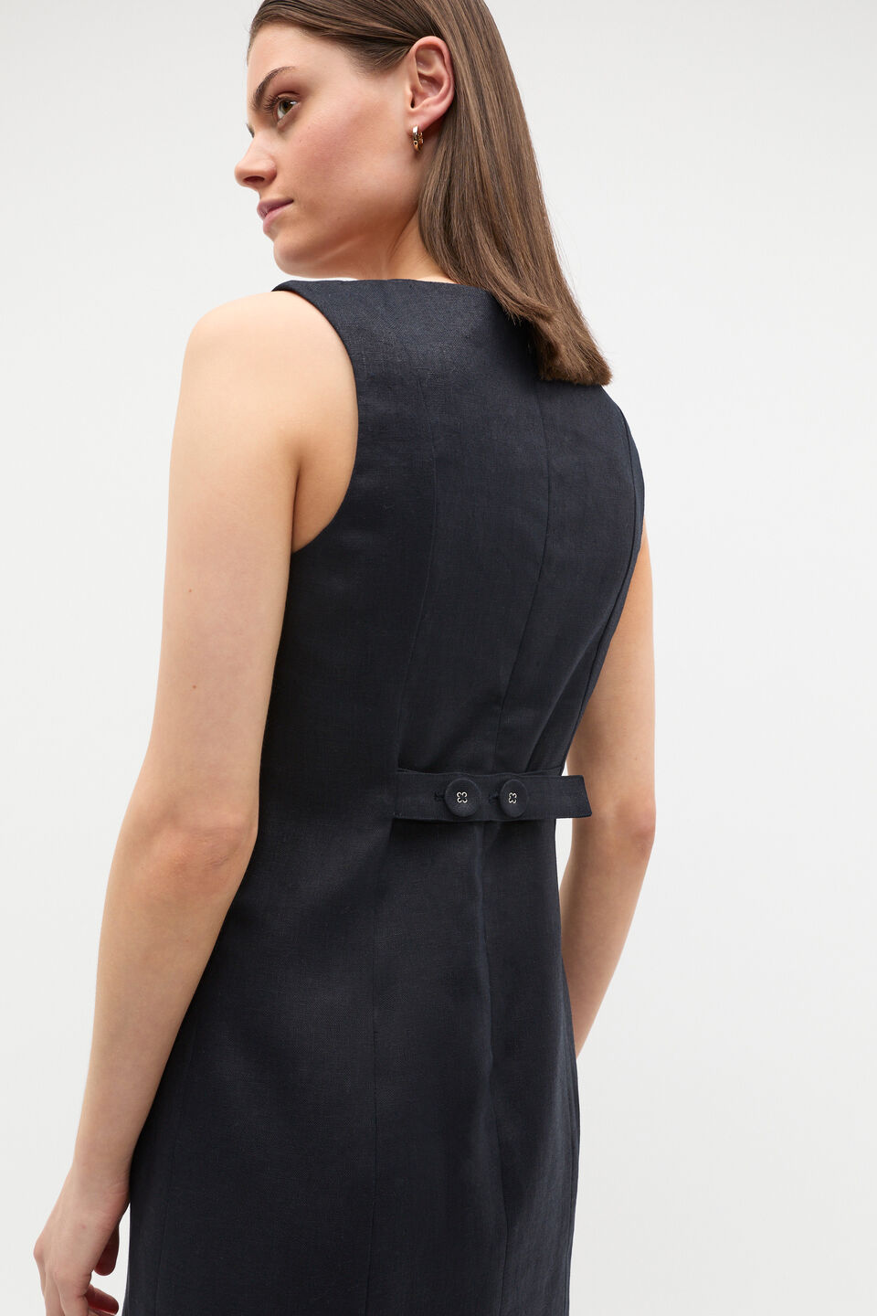 Linen Structured Shift Dress  Twilight Blue