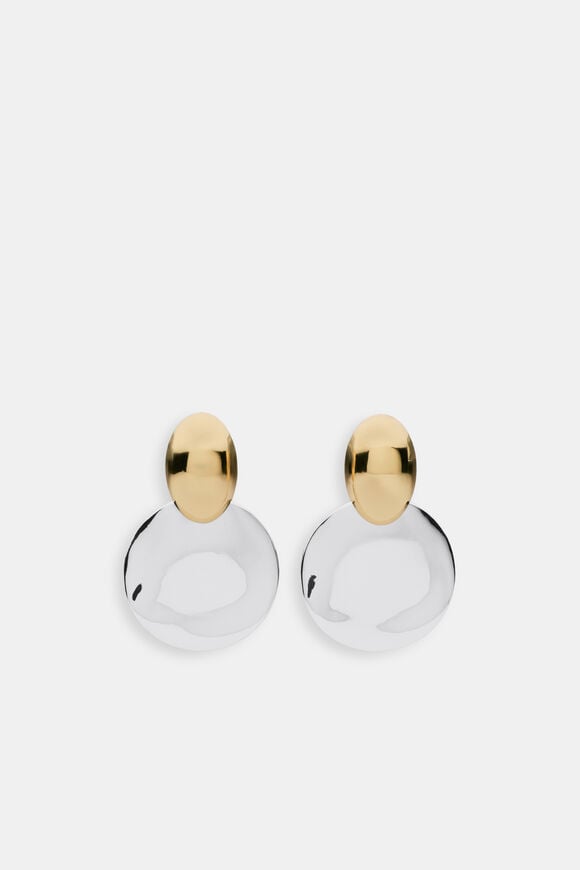 Statement Mixed Metals Earring  Gold Silver  hi-res