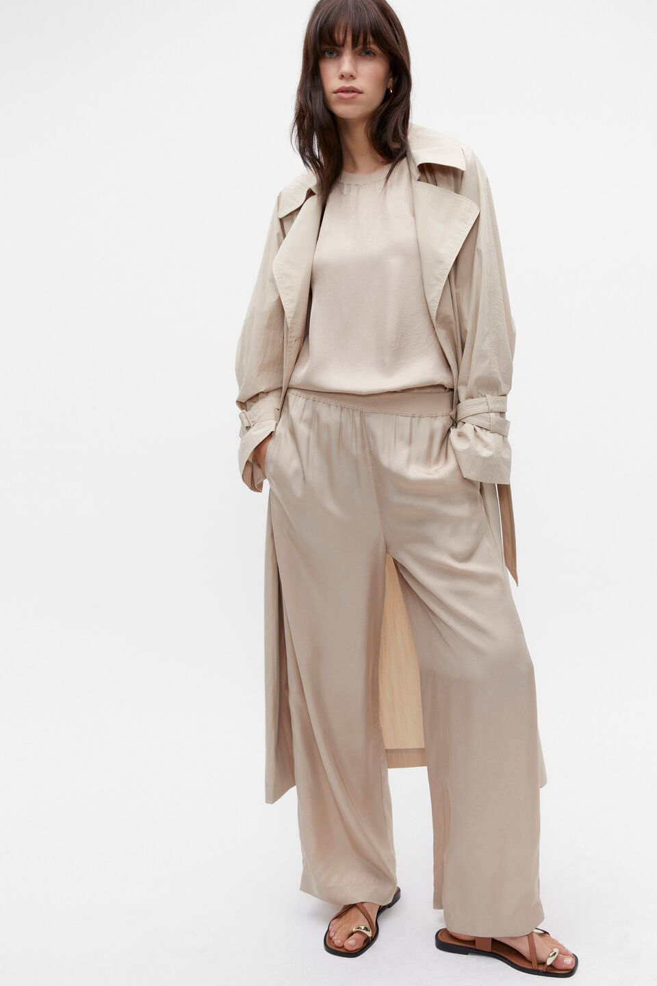 Textured Satin Pant  Cool Sand