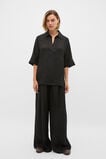 Textured Satin Collared Popover  Black  hi-res