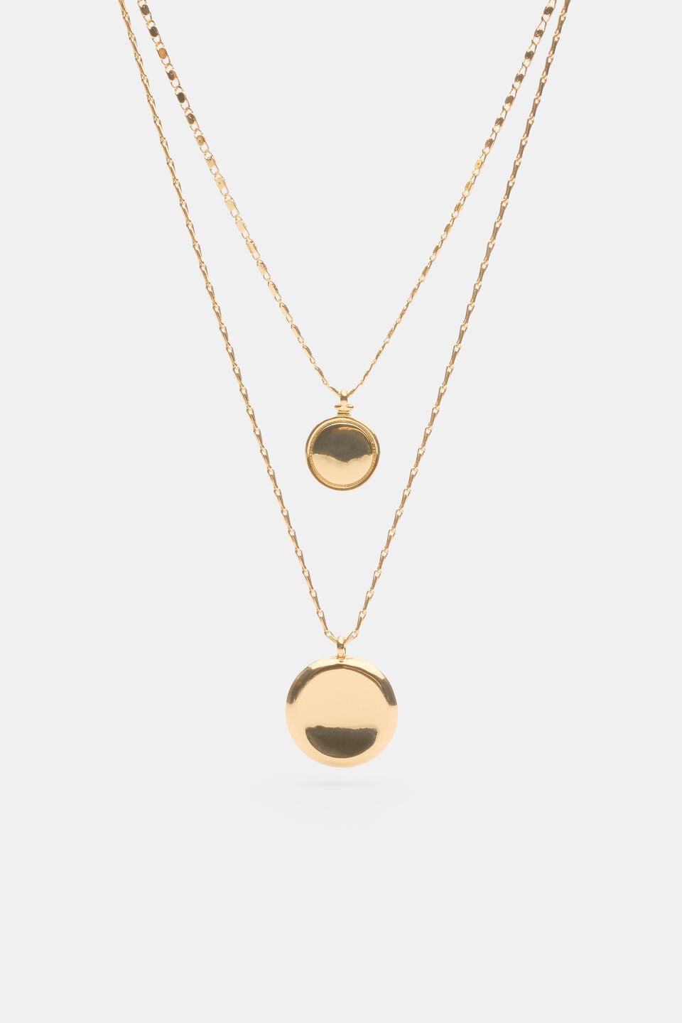 Sculptural Pendant Layered Necklace  Gold