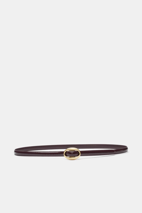 Carmen Oval Buckle Belt  Plum Red Patent  hi-res
