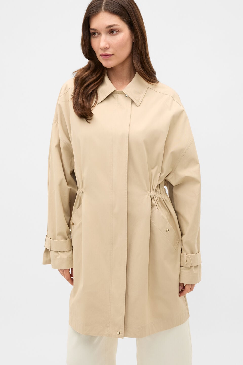 Casual Cotton Anorak Jacket  Cashew Cream