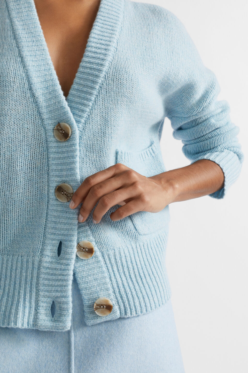 Merino Wool Pocket Cardigan  Capri Marle