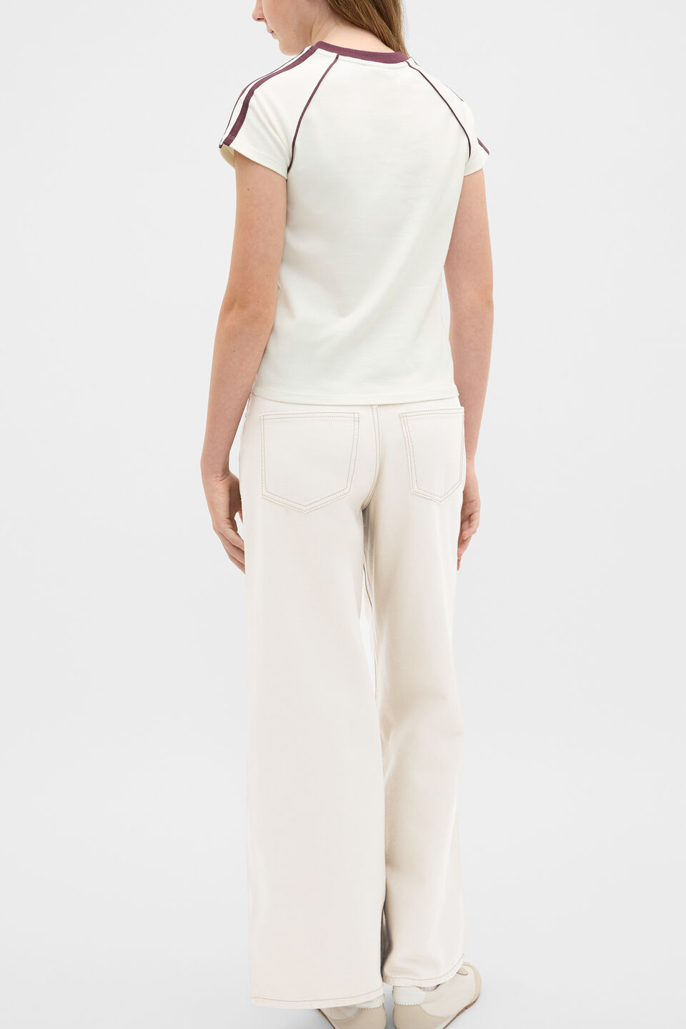 V Neck Baby Tee  Classic Cream