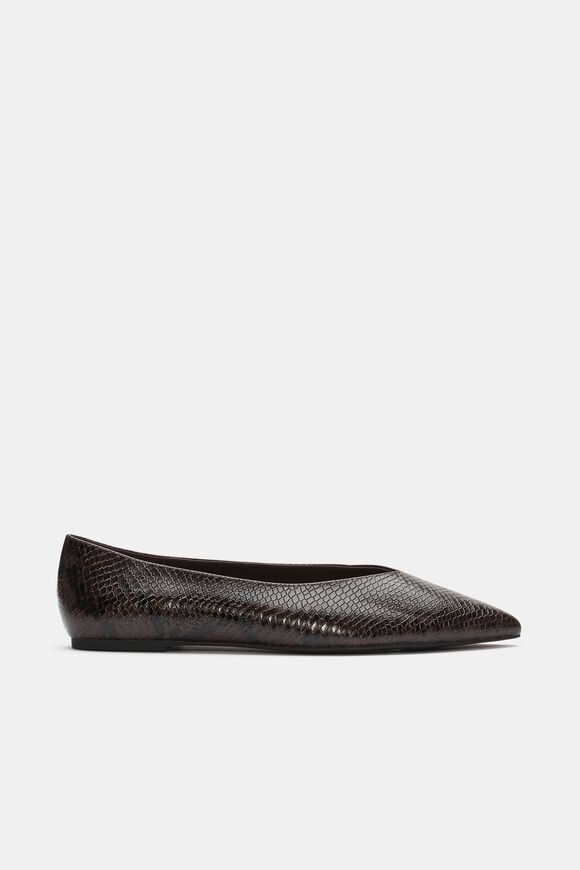 Clem Pointed Ballet Flat  Coffee Bean Snake Print  hi-res