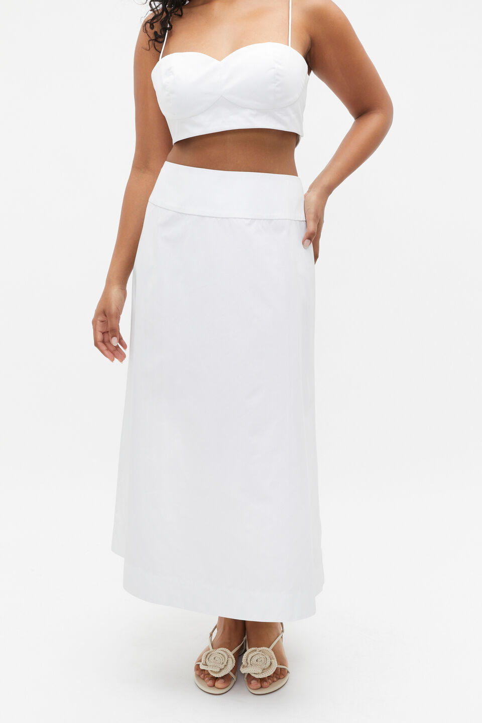 Basque Waist Circle Skirt  Whisper White