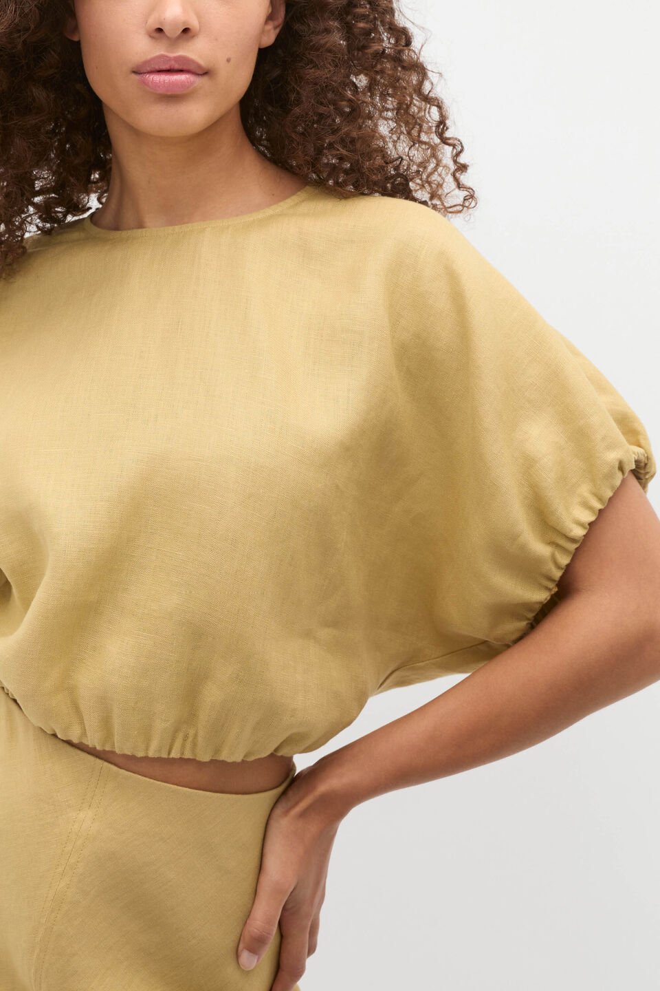 Linen Bubble Top  Honey
