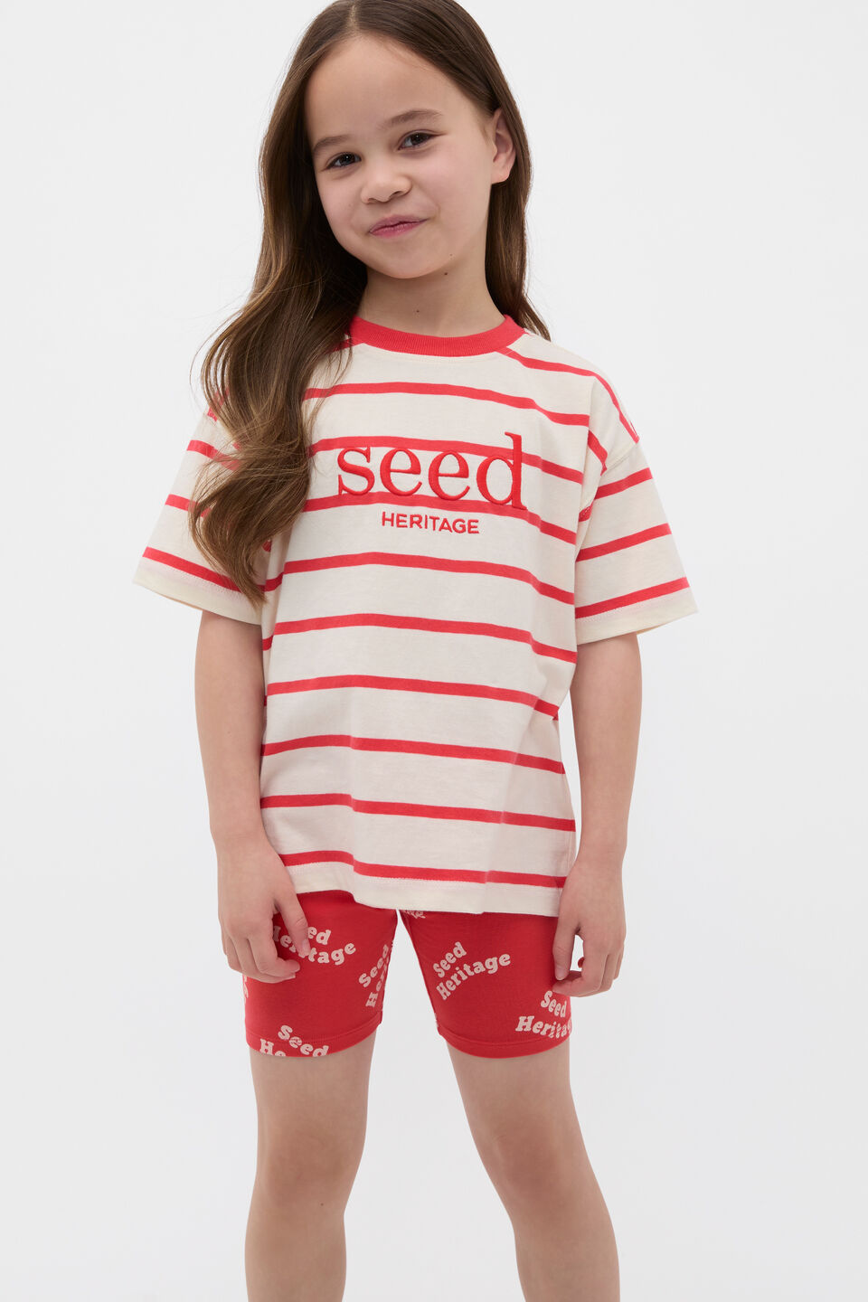 Core Stripe Logo Tee  Strawberry Red