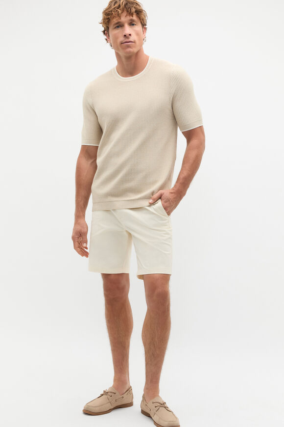 Twisted Yarn Knit Tee  Almond  hi-res