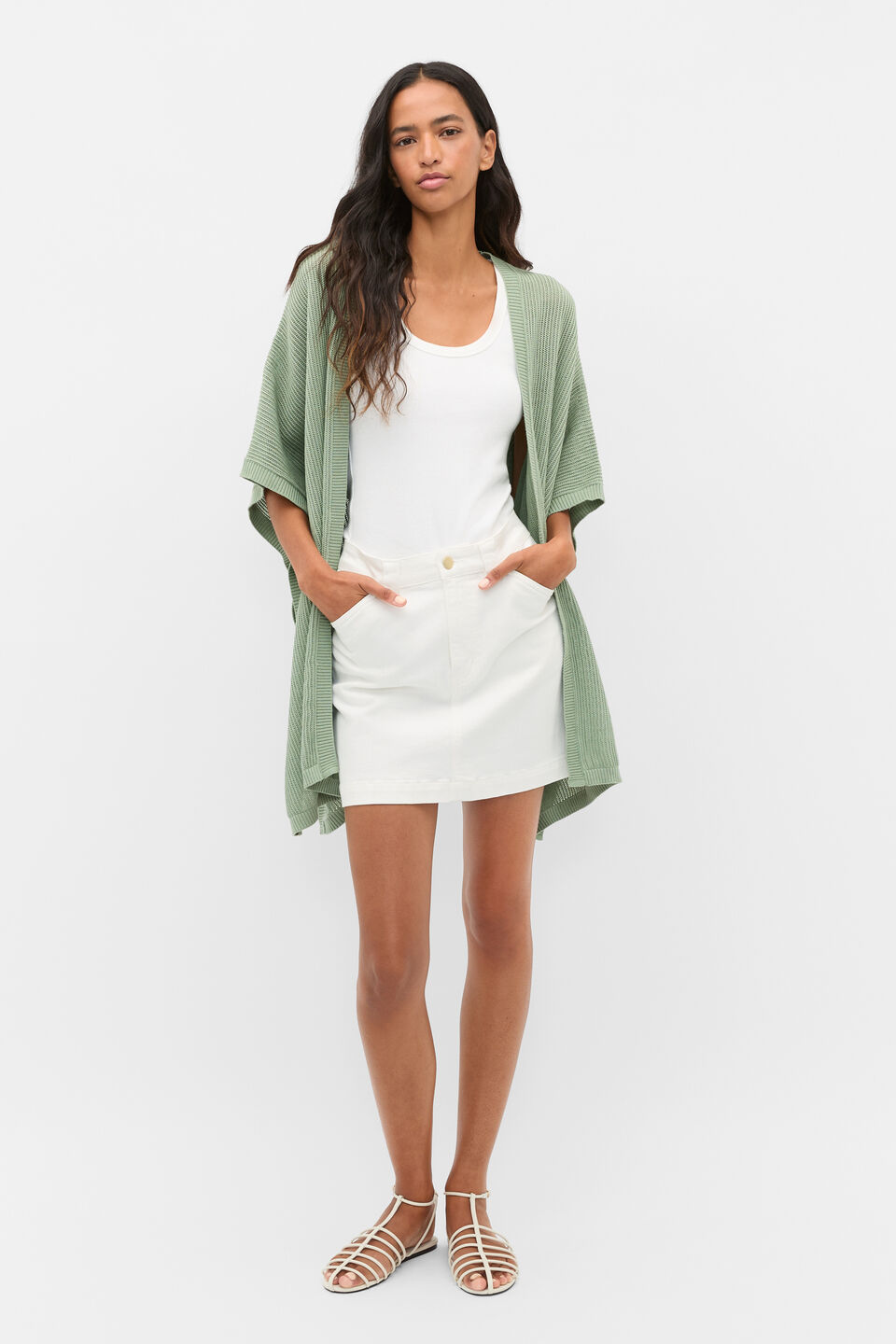 Open Weave Poncho  Eucalyptus