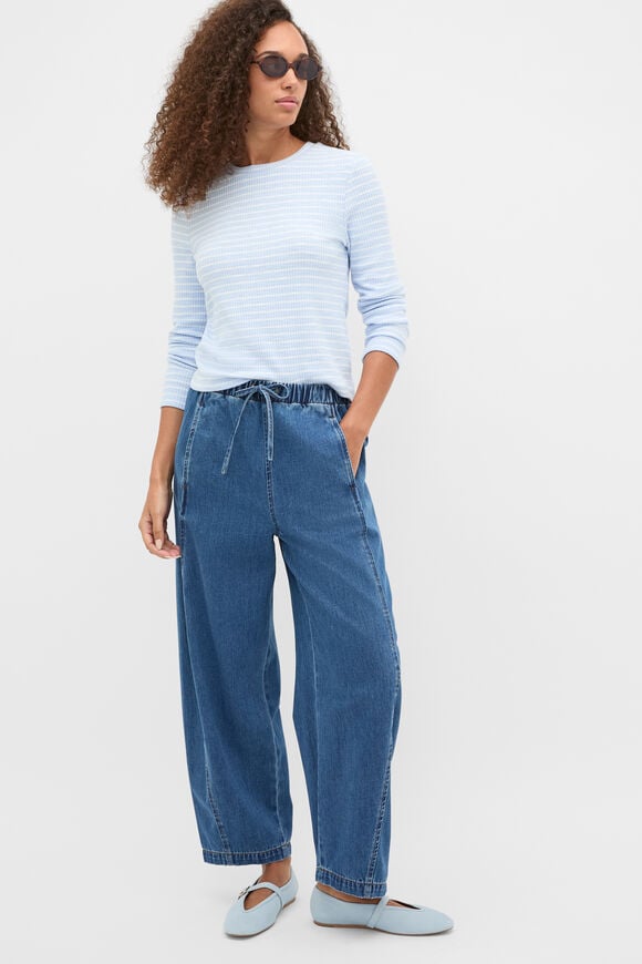 Self Stripe Textured Top  Arctic Blue Stripe  hi-res