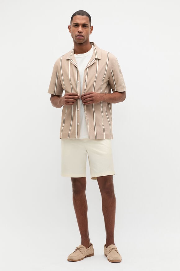 Stripe Pique Shirt  Nougat  hi-res