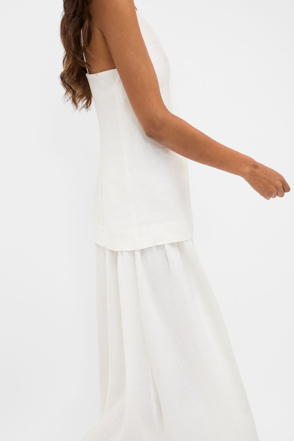 Linen Drop Waist Maxi Dress  Whisper White