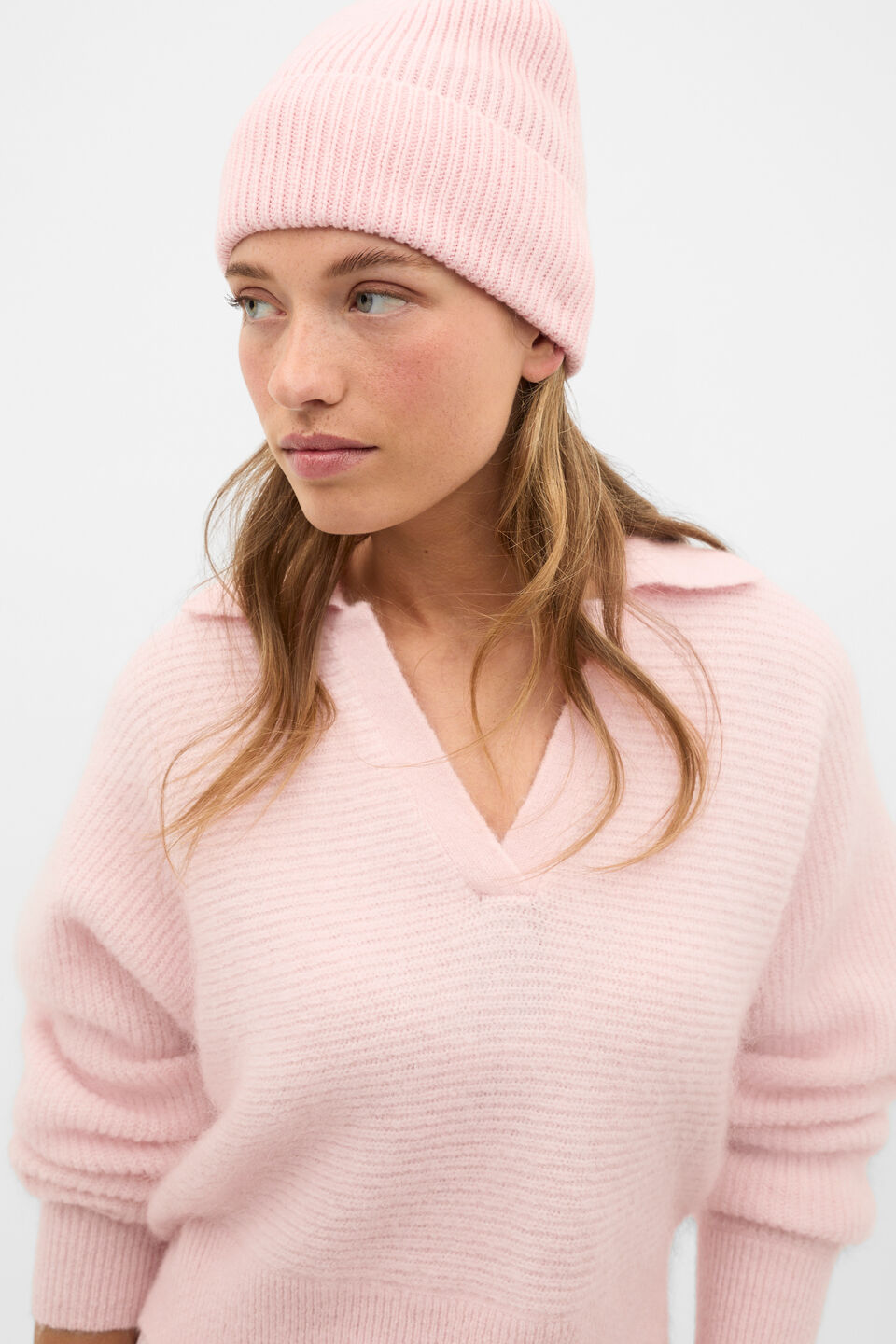Rib Knit Beanie  Pale Blossom
