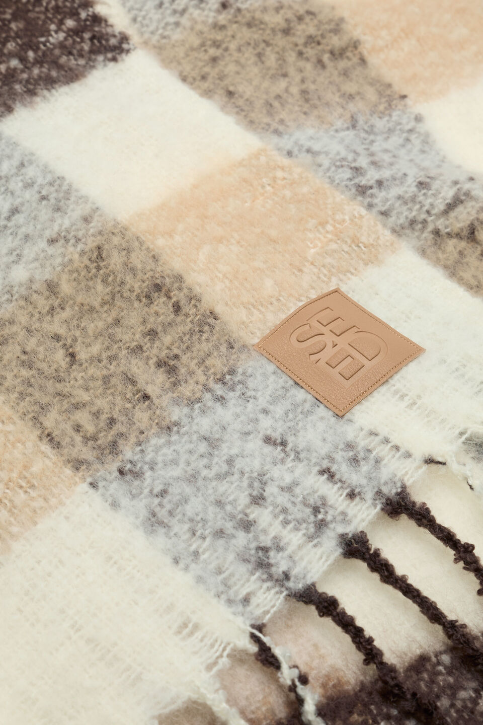 Check Textured Scarf  Sandstone Marle