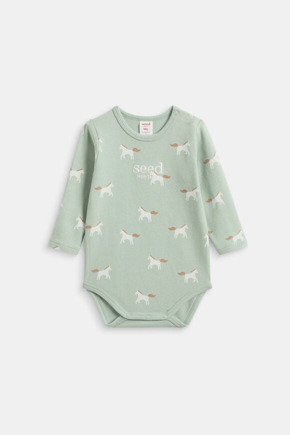 Horse Logo Bodysuit  Sage  hi-res